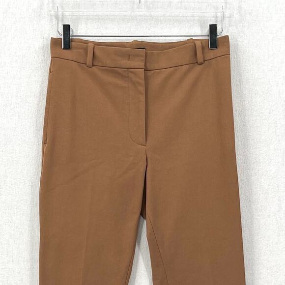 JOSEPH Zoom Gabardine Stretch Trouser Pants Womens 4 Camel Tan Slim Straight Leg - Picture 4 of 15